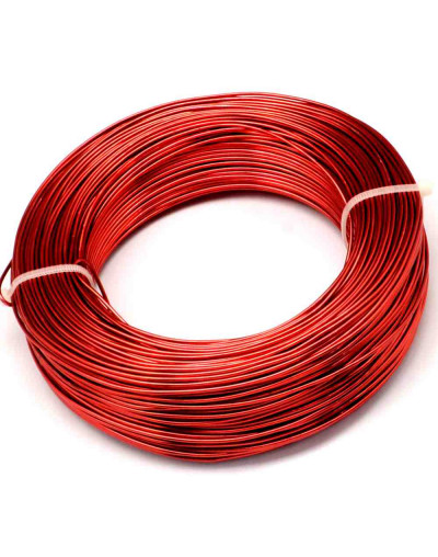 Aluminio. Alambre redondo. Calibre 20 (0,80 milímetros diámetro). Color rojo. 5 metros.