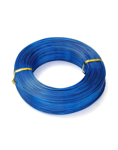 Aluminio. Alambre redondo. Calibre 20 (0,80 milímetros diámetro). Color azul. 5 metros.