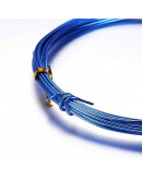 Aluminio. Alambre redondo. Calibre 20 (0,80 milímetros diámetro). Color celeste. 5 metros.