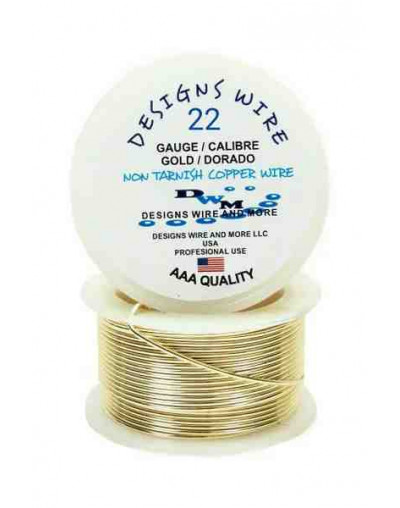 Designs Wire. Dorado 18k.Tipo Redondo. Calibre 22 (0,64 mm).Temple suave. 15 yardas.