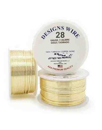 Designs Wire. Dorado 18k.Tipo Redondo. Calibre 28 (0,32 mm).Temple suave. 50 yardas.