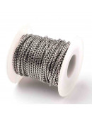 Acero inoxidable. Color plateado. 2,5x2,5 milímetros. 1 metro.
