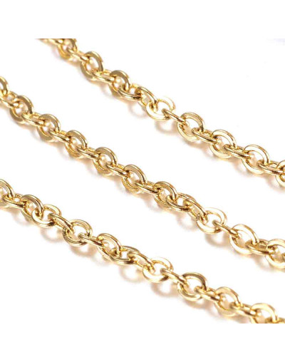 Acero inoxidable. Color dorado. 2x1,8x0,3 milímetros. 1 metro.