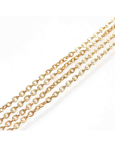 Acero inoxidable. Color dorado. 2x1,8x0,3 milímetros. 1 metro.