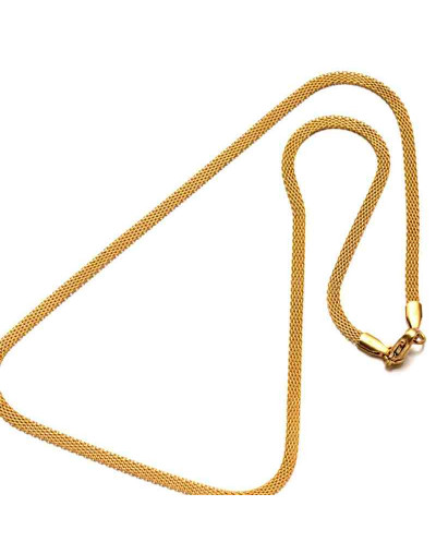 Acero inoxidable. Color dorado. Bar chain. Con cierre. 45 cm largo. 3x1 mm. 1 unidad.
