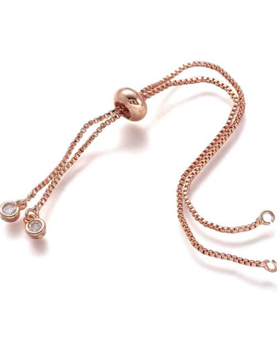 Cadena regulable para pulsera. Bañado (Gold Rose). 120 mm. 1,5 mm perforación.