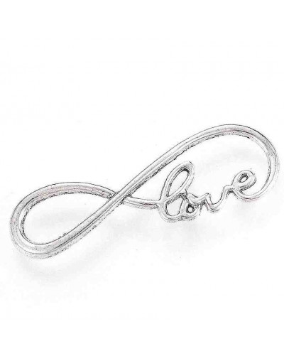 Infinito-love. Aleación de cobre. Color plata antigua. 37x12x3 mm. 5 unidades