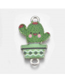 Cactus. Aleación de cobre y esmalte. 22x13x1.5 mm. 1.6 mm perforación. 4 unidades