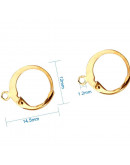 Aretes de aro. Acero inoxidable. Real 24k Gold. 14,5x12 milímetros. 1,2 mm perforación. 4 unidades. Aretes de aro. Acero inoxidable. Real 24k Gold. 14,5x12 milímetros. 1,2 mm perforación. 4 unidades.