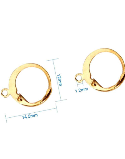 Aretes de aro. Acero inoxidable. Real 24k Gold. 14,5x12 milímetros. 1,2 mm perforación. 4 unidades. Aretes de aro. Acero inoxidable. Real 24k Gold. 14,5x12 milímetros. 1,2 mm perforación. 4 unidades.