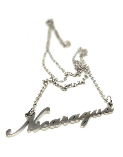 "Nicaragua". Acero inoxidable. Color Plateado. Cadena 45 cm, extensión 5 cm. 1 unidad.