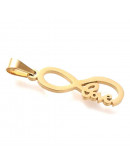 Infinito+Love. Acero inoxidable. Color dorado. 24x7x1,5 milímetros. 3x5 mm cierre collar. 1 unidad. Infinito+Love. Acero inoxidable. Color dorado. 24x7x1,5 milímetros. 3x5 mm cierre collar. 1 unidad.