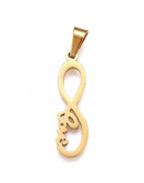 Infinito+Love. Acero inoxidable. Color dorado. 24x7x1,5 milímetros. 3x5 mm cierre collar. 1 unidad. Infinito+Love. Acero inoxidable. Color dorado. 24x7x1,5 milímetros. 3x5 mm cierre collar. 1 unidad.