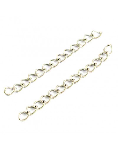 Extensiones para cadenas. Acero inoxidable. Color plateado. 48x3 milímetros. 10 unidades