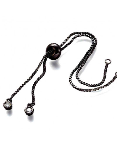 Cadena regulable para pulsera. Bañado (Gunmetal). 120 mm. 1,5 mm perforación.