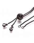 Cadena regulable para pulsera. Bañado (Gunmetal). 120 mm. 1,5 mm perforación.