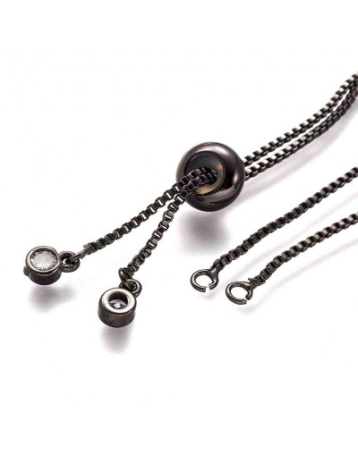 Cadena regulable para pulsera. Bañado (Gunmetal). 120 mm. 1,5 mm perforación.