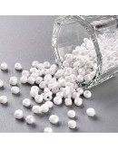 Color Sólido Lustrado. WHITE. 3 milímetros. 1 mm perforación. 40 gramos