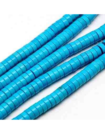 Howlite. Heishi Beads. Azul. 4x2 milímetros. 1 mm perforación. 170 uds hilo aprox.