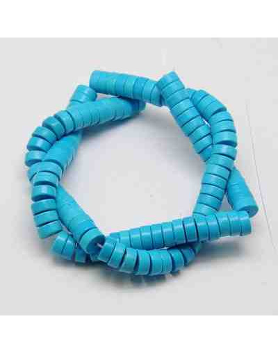 Howlite. Heishi Beads. Azul. 4x2 milímetros. 1 mm perforación. 170 uds hilo aprox.