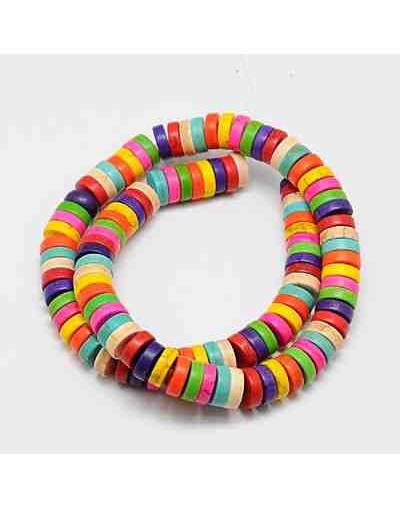 Howlite. Heishi Beads. Colores variados. 6x3 milímetros. 1 mm perforación. 135 uds hilo aprox.