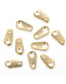 Conector extensión cadena. Acero inoxidable. Color dorado. 8x4x0,7 mm. Agujero 1 y 2 mm. 10 uds.