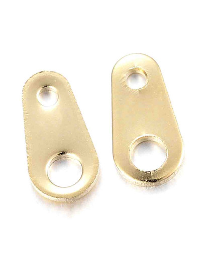 Conector extensión cadena. Acero inoxidable. Color dorado. 8x4x0,7 mm. Agujero 1 y 2 mm. 10 uds.