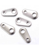 Conector extensión cadena. Acero inoxidable. Color plateado. 8x4x0,7 mm. Agujero 1 y 2 mm. 10 uds.