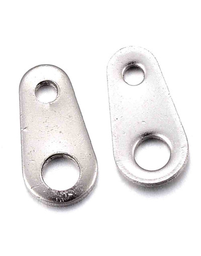 Conector extensión cadena. Acero inoxidable. Color plateado. 8x4x0,7 mm. Agujero 1 y 2 mm. 10 uds.