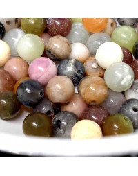 Variadas - Piedra natural. 06 mm diámetro. 0,8 mm perforación. 60 uds aproximado