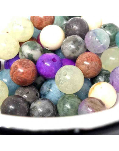 Variadas - Piedra natural. 08 mm diámetro. 1 mm perforación. 45 uds aproximado