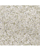 Chaquira. Cristal línea plateada. GLASS. 2 mm. 1 mm perforación. 40 gramos (2600 uds aprox)