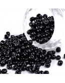 Chaquira. Color sólido. BLACK. 4 milímetros.1,50 mm perforación. 40 gramos (390 uds. aprox).