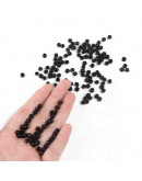 Chaquira. Color sólido. BLACK. 4 milímetros.1,50 mm perforación. 40 gramos (390 uds. aprox).