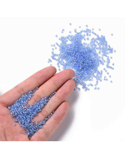 Chaquira. Cristal lustrado. CORNFLORWER BLUE. 2 mm. 1 mm perforación. 40 gramos (2600 uds aprox)