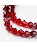 Bi-Cono. Rojo. 4x4 milímetros. 1 mm perforación. 104 unidades hilo (aproximado).