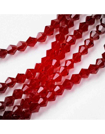 Bi-Cono. Rojo. 4x4 milímetros. 1 mm perforación. 104 unidades hilo (aproximado).