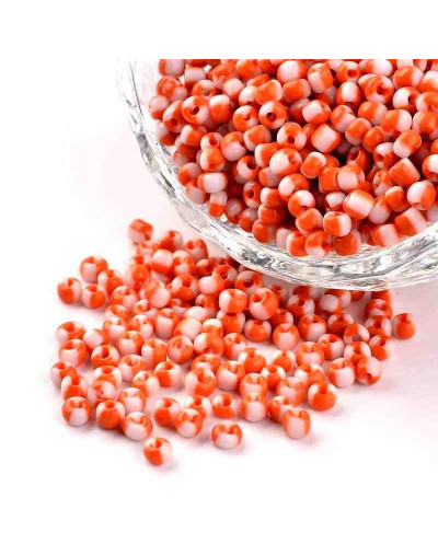 Color Sólido Bicolor. ORANGE-WHITE 2.5 milímetros 1 mm perforación 40 gramos