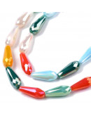 Gota faceteada. Color mixto plateado. 15x6 milímetros. 1 mm perforación. 10 unidades. Gota faceteada. Color mixto plateado. 15x6 milímetros. 1 mm perforación. 10 unidades.