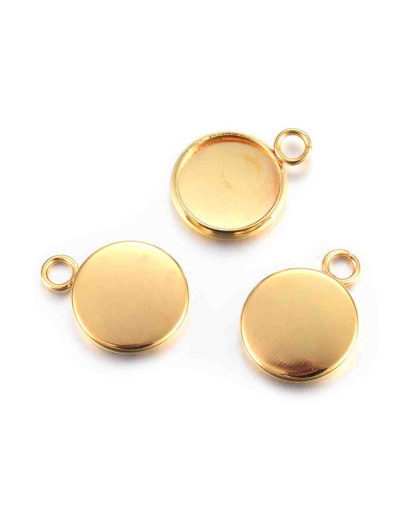 Base Acero. Color dorado. 15x12x2 mm. Agujero 2 mm. Para trabajos de 10 mm. 2 uds