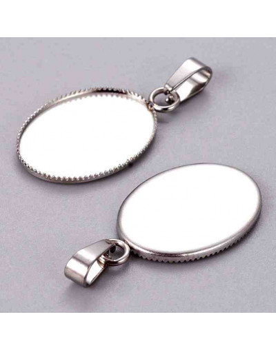 Base Acero. Color plateado. 23x14x1,5 mm. Agujero 2 mm. Para trabajos de 18x13 mm. 1 ud