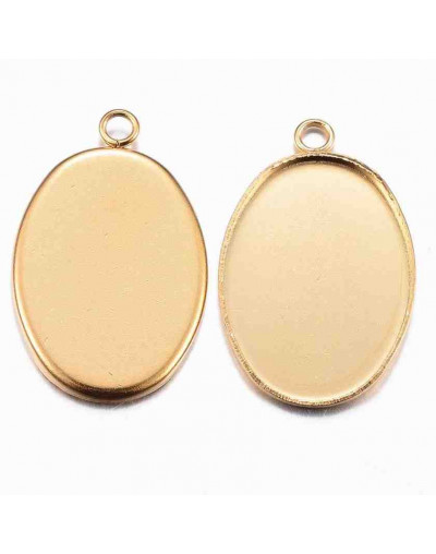 Base Acero. Color dorado. 23x14x1,5 mm. Agujero 2 mm. Para trabajos de 18x13 mm. 1 ud.