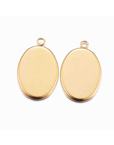 Base Acero. Color dorado. 23x14x1,5 mm. Agujero 2 mm. Para trabajos de 18x13 mm. 1 ud.