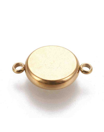 Base Link de Acero. Color dorado. 18x12,5x3 mm. Agujero 1,8 mm. Para trabajos de 10 mm. 1 ud