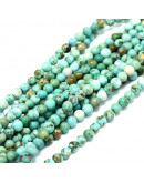 Turquesa natural. 10 mm diámetro. 1 mm perforación. 35 unidades hilo (aproximado)