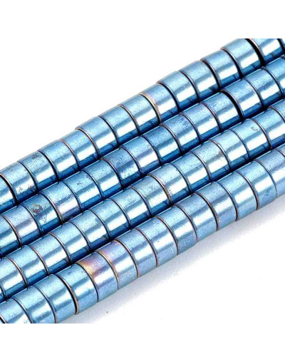 Hematite sintético. Heishi beads. Azul. 4x2 milímetros. 1 mm perforación. 200 uds hilo aprox.