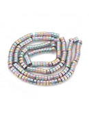 Hematite sintético. Heishi beads. Arcoiris 1. 4x2 milímetros. 1 mm perforación. 200 uds hilo aprox. Hematite sintético. Heishi beads. Arcoiris 1. 4x2 milímetros. 1 mm perforación. 200 uds hilo aprox.