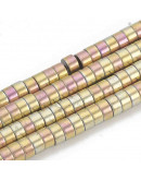 Hematite sintético. Heishi beads. Dorado mult. 4x2 milímetros. 1 mm perforación. 200 uds hilo aprox. Hematite sintético. Heishi beads. Dorado mult. 4x2 milímetros. 1 mm perforación. 200 uds hilo aprox.