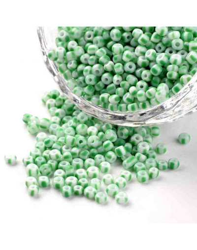 Color Sólido Bicolor. GREEN-WHITE. 2.5 milímetros 1 mm perforación 40 gramos