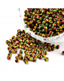 Color Sólido Bicolor. GREEN-YELLOW-RED. 2.5 milímetros 1 mm perforación 40 gramos